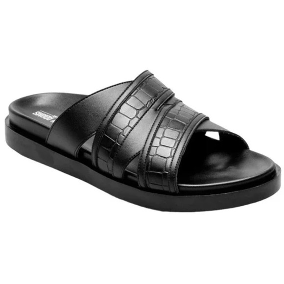 STACY ADAMS Men's Mondo Open Toe Slide Sandals Black 8M - Picture 1 of 6